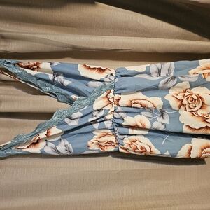507 Floral Blue and Cream Dress